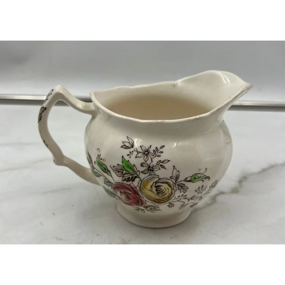 VTG Johnson Brothers Sheraton Creamer Pitcher Floral Ironstone Made in England